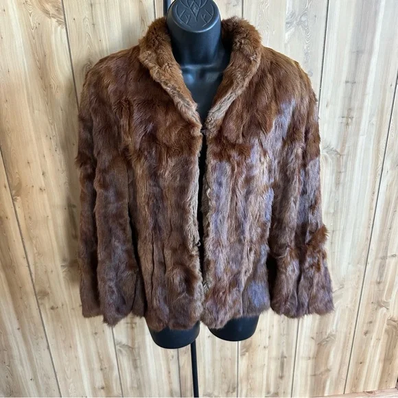 Vtg Kuhl Rich Brown Real Fur Teddy Cape for Women, Shrug, Shawl 40s 50s 60s Soft - Picture 1 of 13